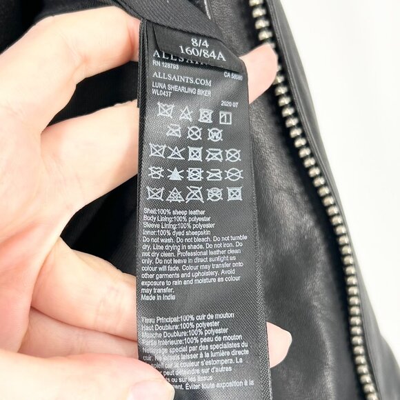 All Saints Luna 4-in-1 Shearling Sheep Leather Biker Jacket - Picture 9 of 10